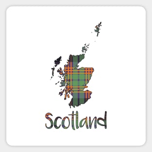 Scotland Halloween Coloured Tartan Map Typography Design Magnet
